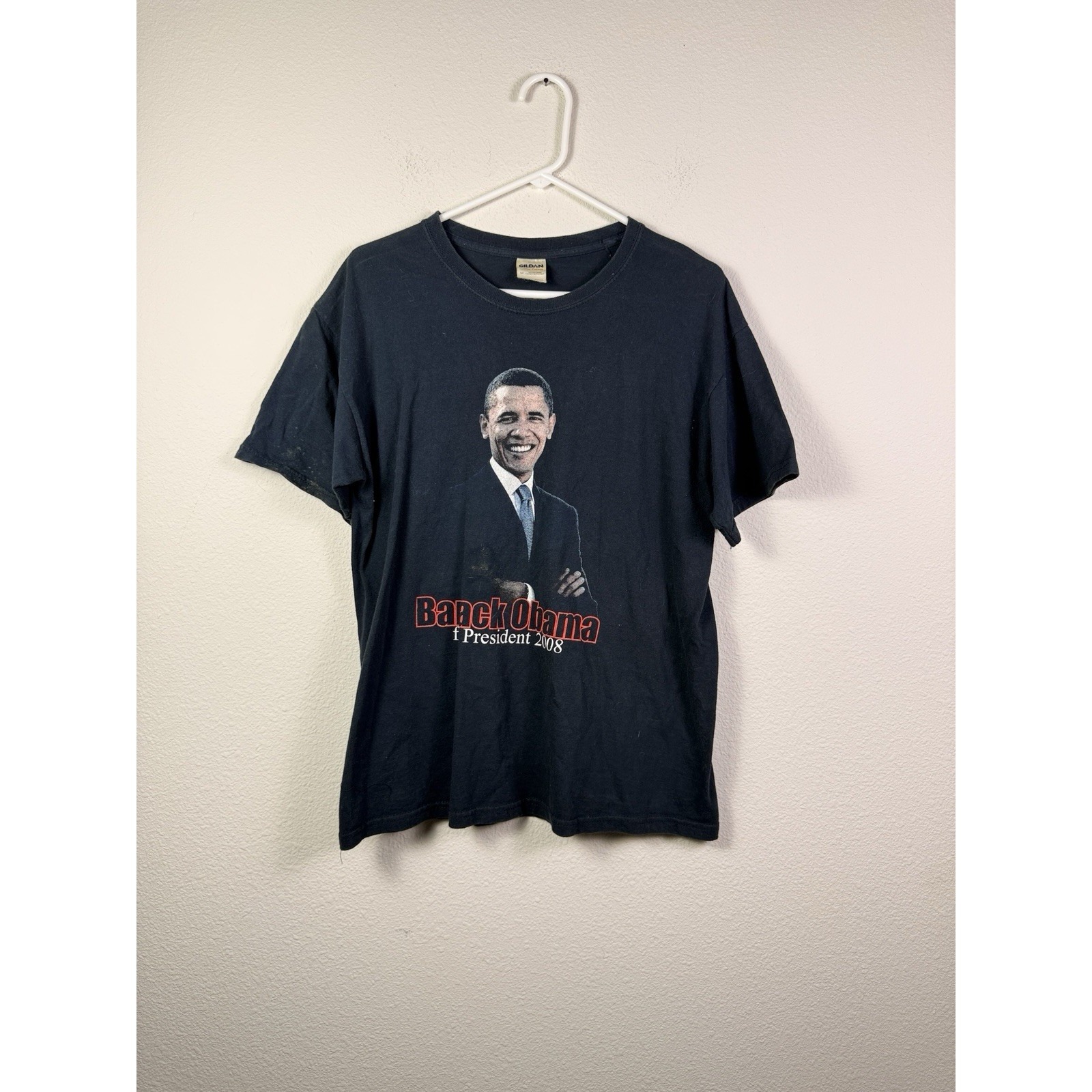 Vintage Barack Obama For President Campaign Tshirt Sz M Black 44th President